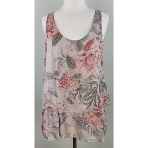 Baci Women's Silk Sleeveless Rose Floral Blouse Top Size S